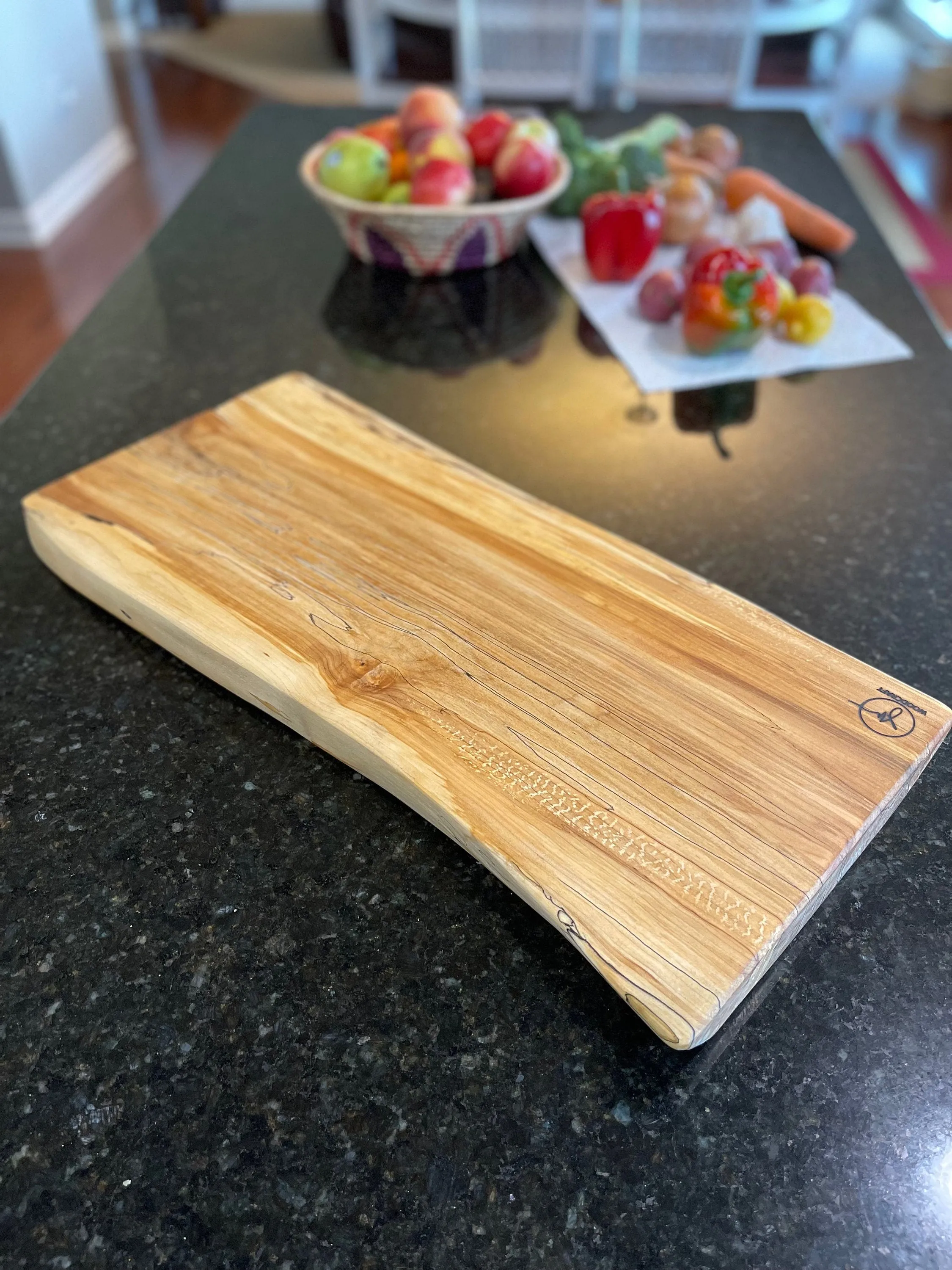 Spalted Maple Reversible Live Edge Charcuterie Board, Cutting Board, Serving Tray, Rustic