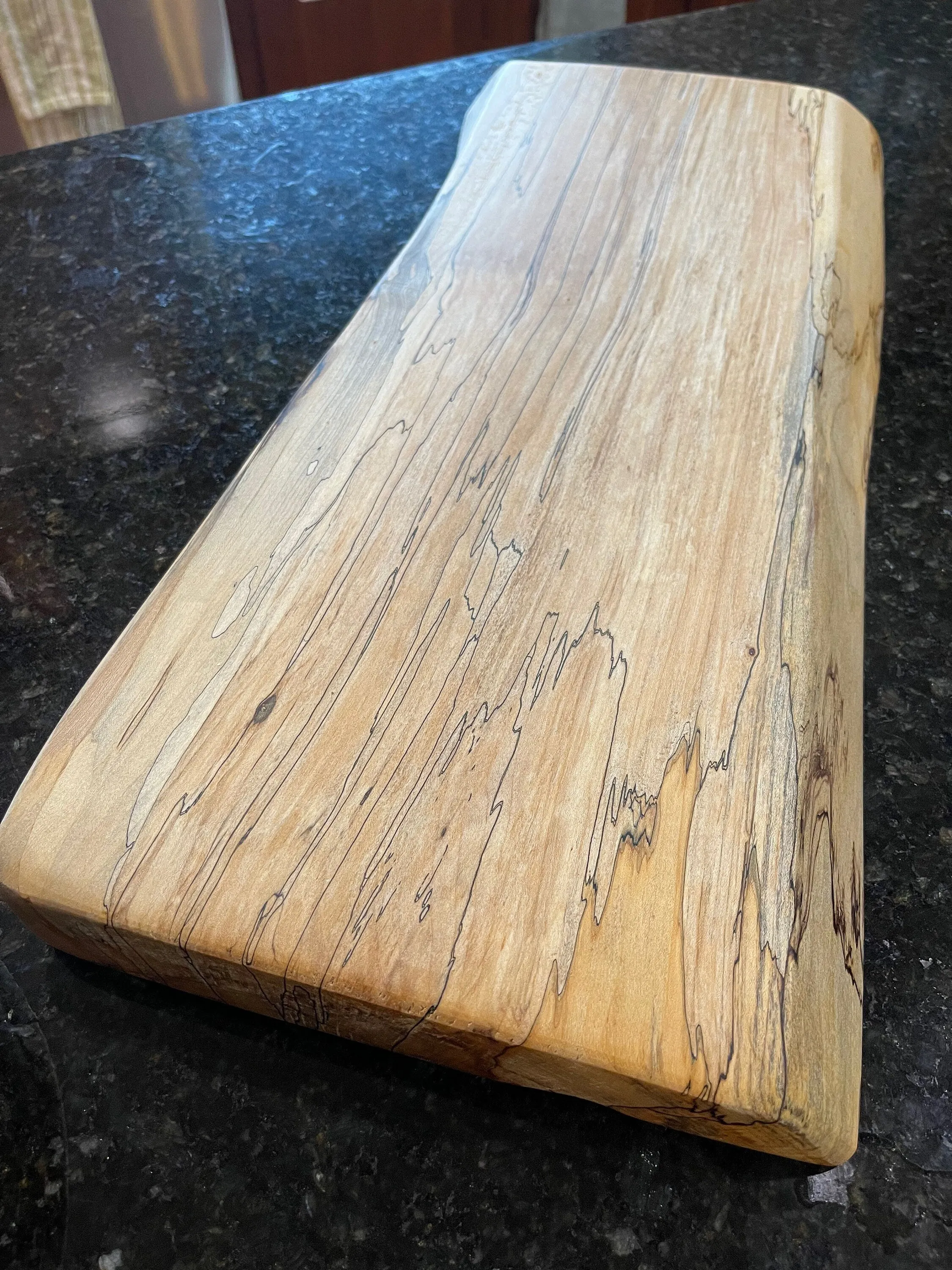 Spalted Maple Reversible Live Edge Charcuterie Board, Cutting Board, Serving Tray, Rustic