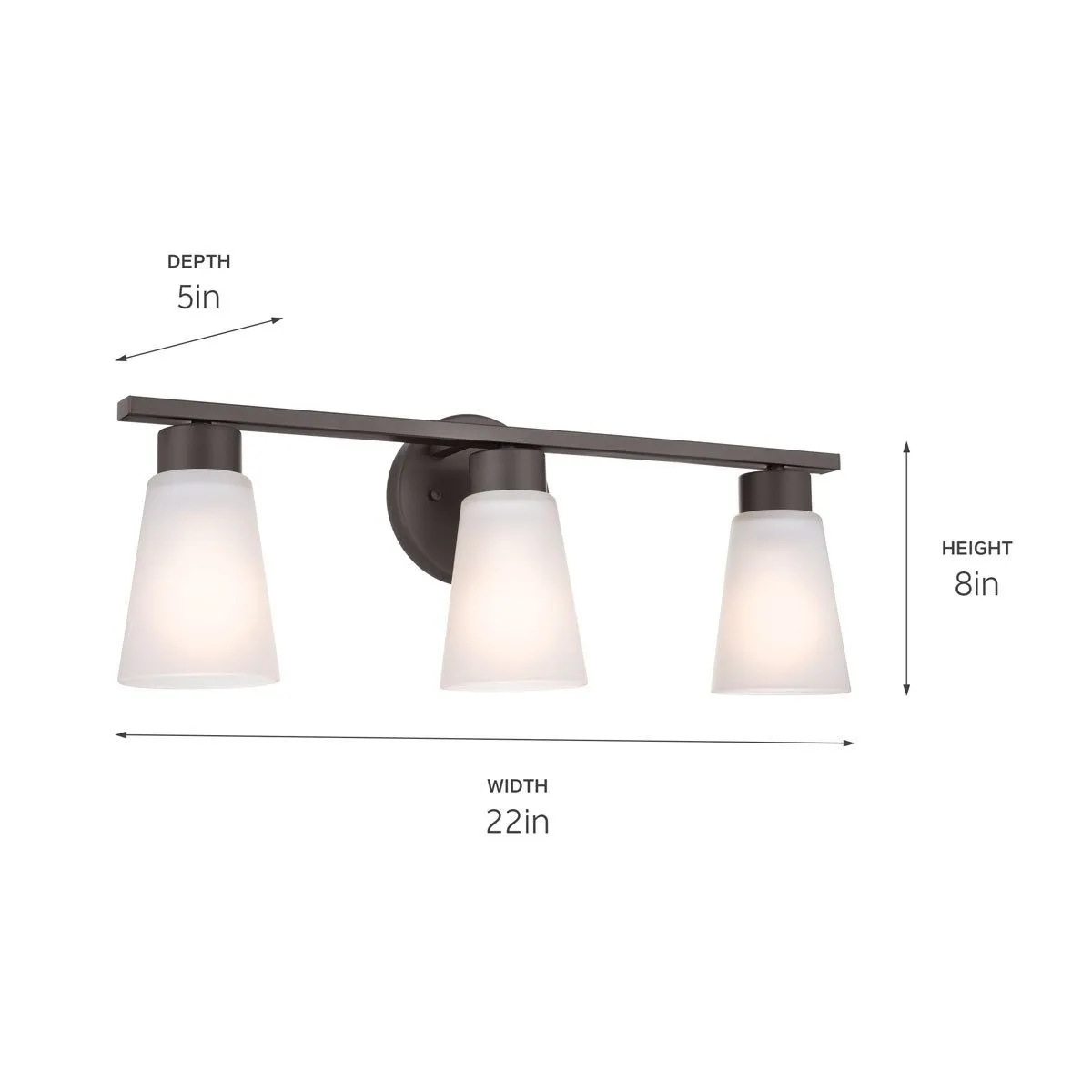 Stamos 22 in. 3 Lights Vanity Light Old Bronze finish