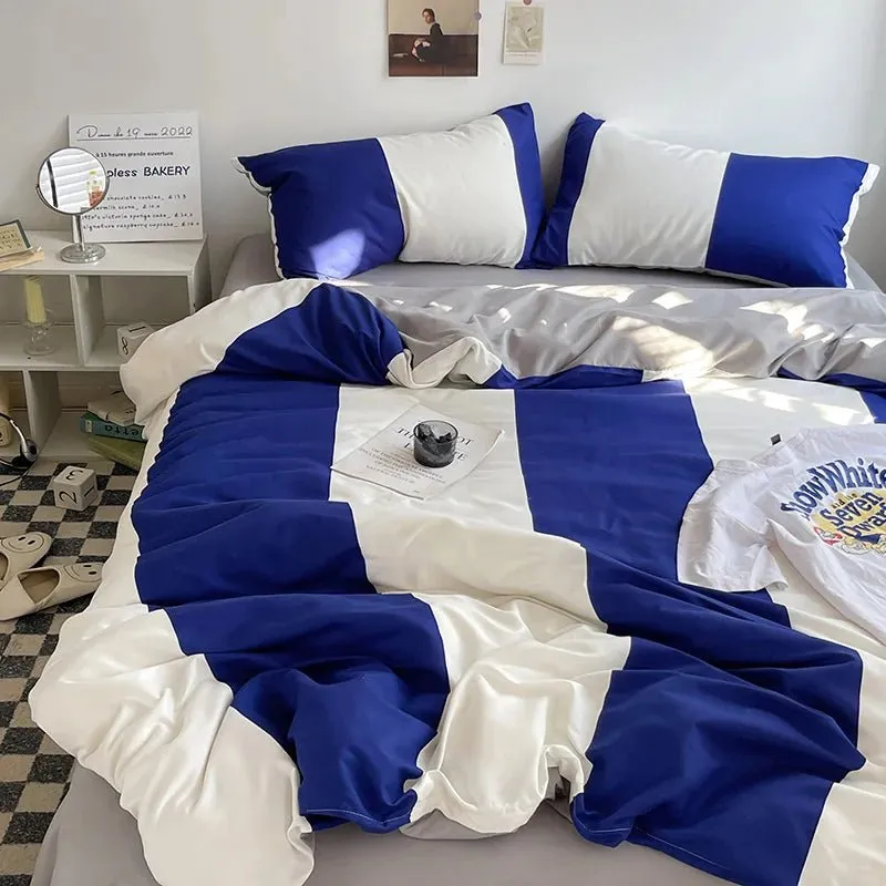 Stripe Bedding Comforter Set with Pillowcase & Bed Sheet