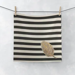 Striped Golden Leaf Face Towel