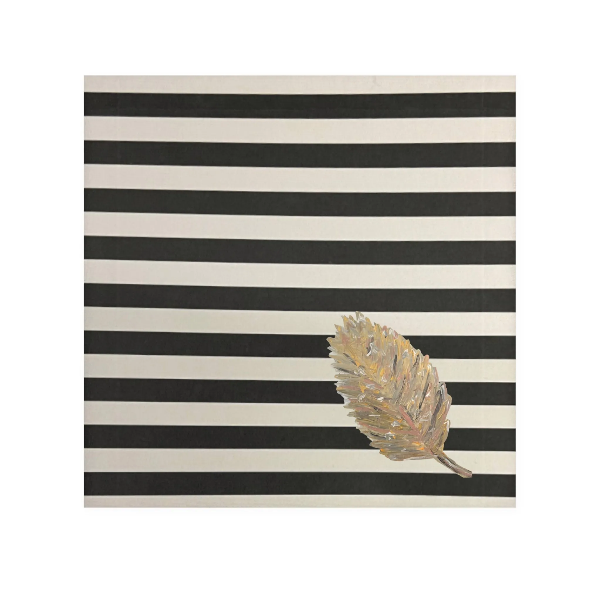 Striped Golden Leaf Face Towel