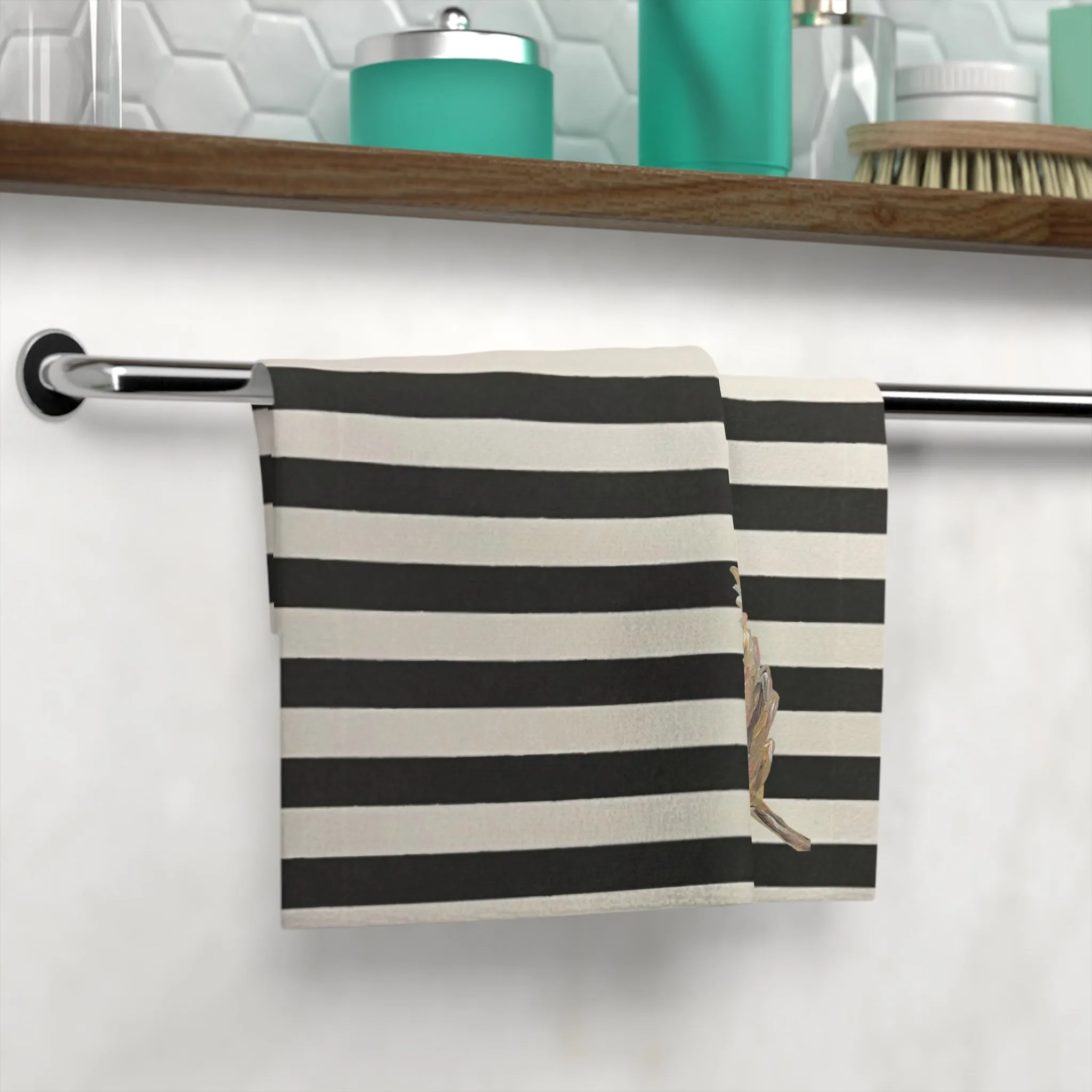 Striped Golden Leaf Face Towel