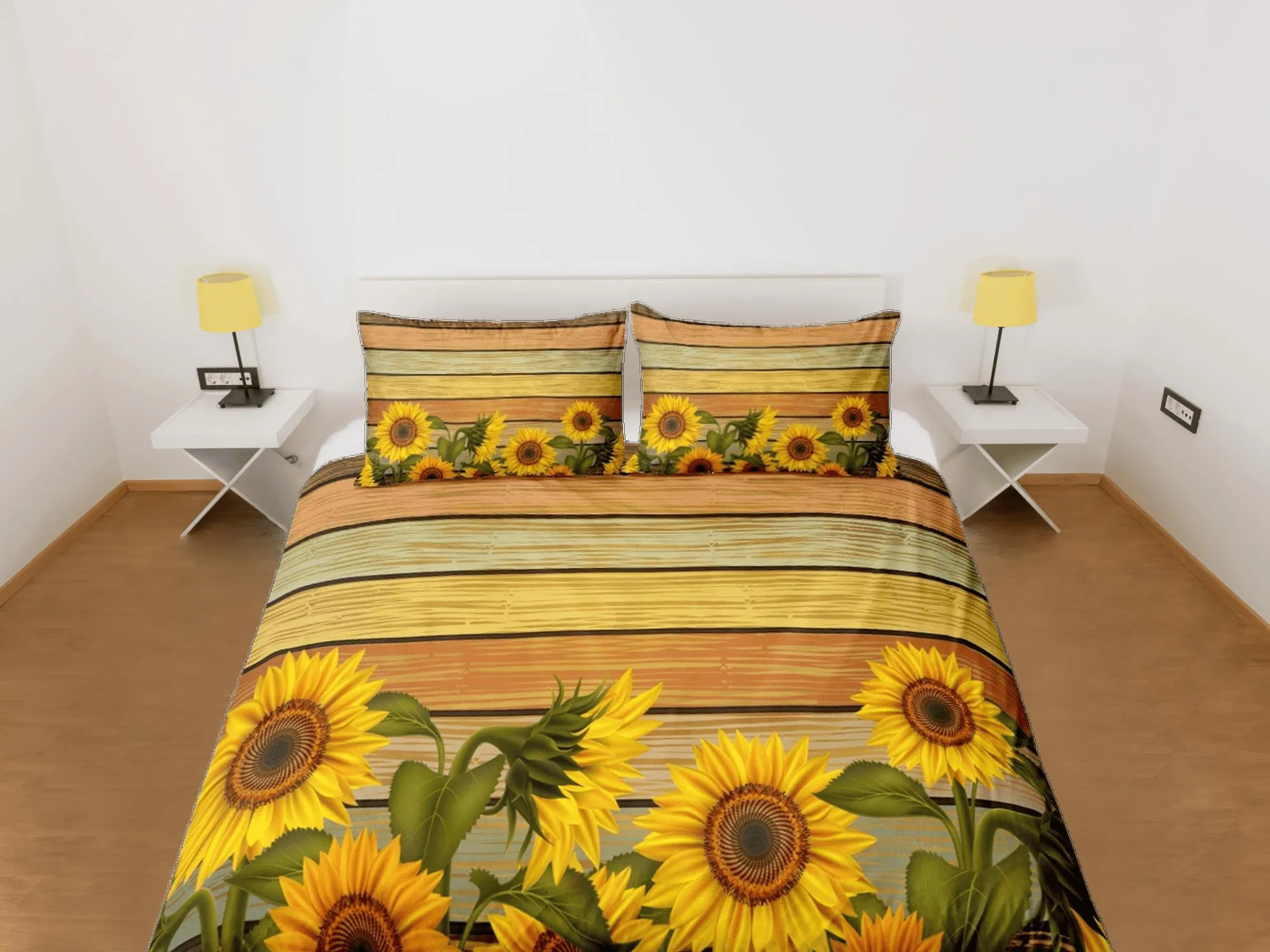 Sunflower floral bedding, duvet cover queen, king, boho duvet, designer bedding, aesthetic bedding, maximalist decor, full size bedding