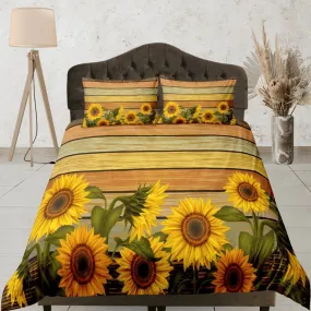 Sunflower floral bedding, duvet cover queen, king, boho duvet, designer bedding, aesthetic bedding, maximalist decor, full size bedding