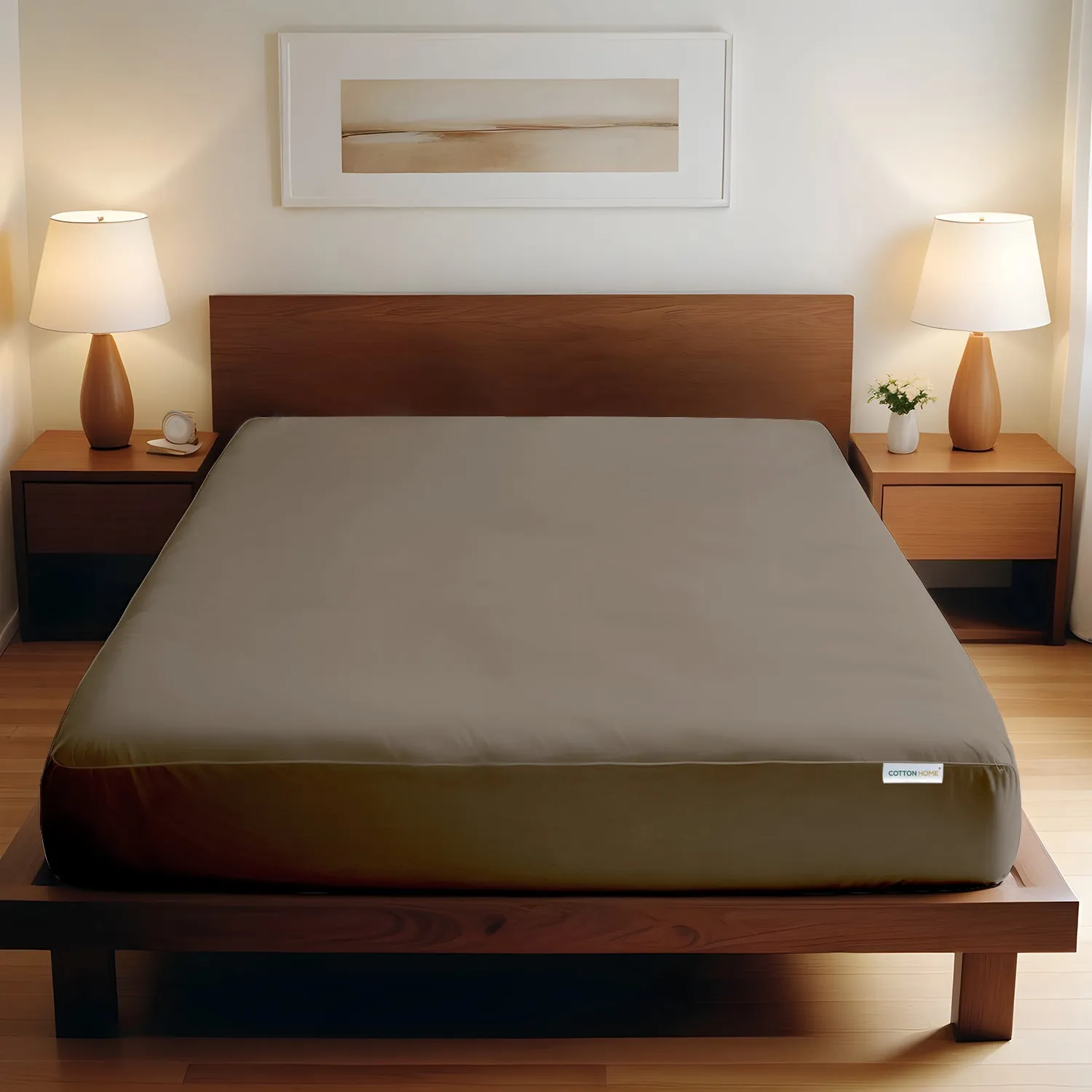 Super Soft fitted sheet 90x200 20 CM - Khaki