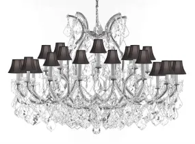 Swarovski Crystal Trimmed Chandelier Lighting Chandeliers H35" XW46" Great for The Foyer, Entry Way, Living Room, Family Room and More! w/Black Shades - A83-B62/CS/BLACKSHADES/2MT/24 1SW