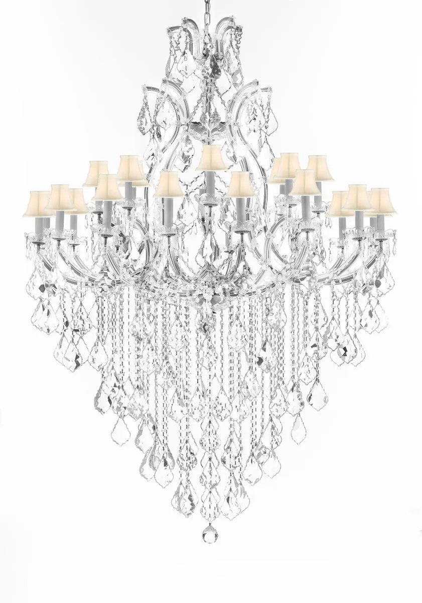 Swarovski Crystal Trimmed Chandelier Lighting Chandeliers H65"XW46" Great for the Foyer, Entry Way, Living Room, Family Room and More w/White Shades - A83-B12/WHITESHADES/CS/52/2MT/24 1SW