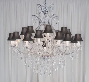 Swarovski Crystal Trimmed Chandelier Maria Theresa Chandelier Crystal Chandeliers Lighting H52" X W46" With Black Shades - A83-Blackshades/Silver/52/2Mt/24 1 Sw