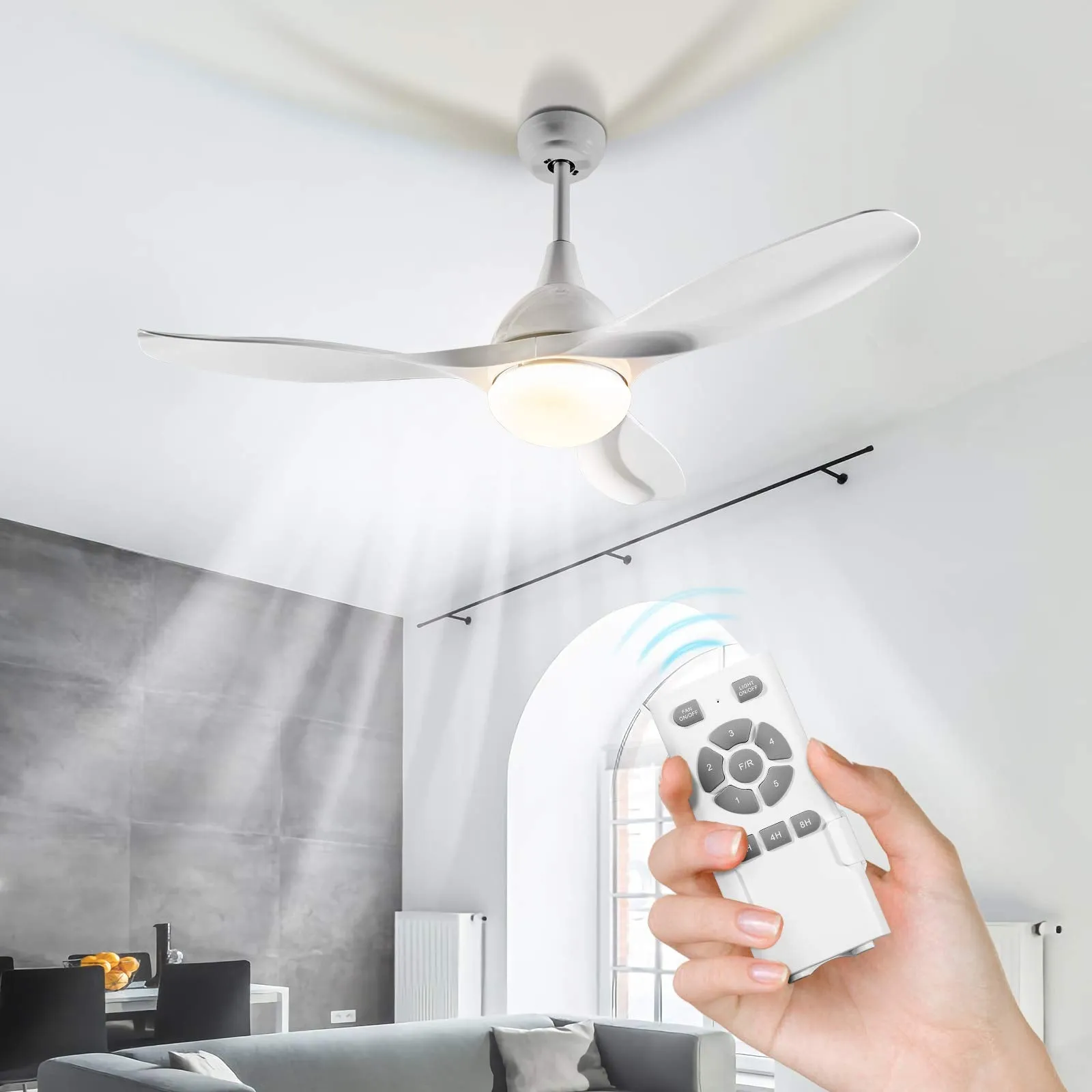 Tangkula Modern Ceiling Fan with Light, Indoor Low Profile LED Ceiling Fan with Remote Control