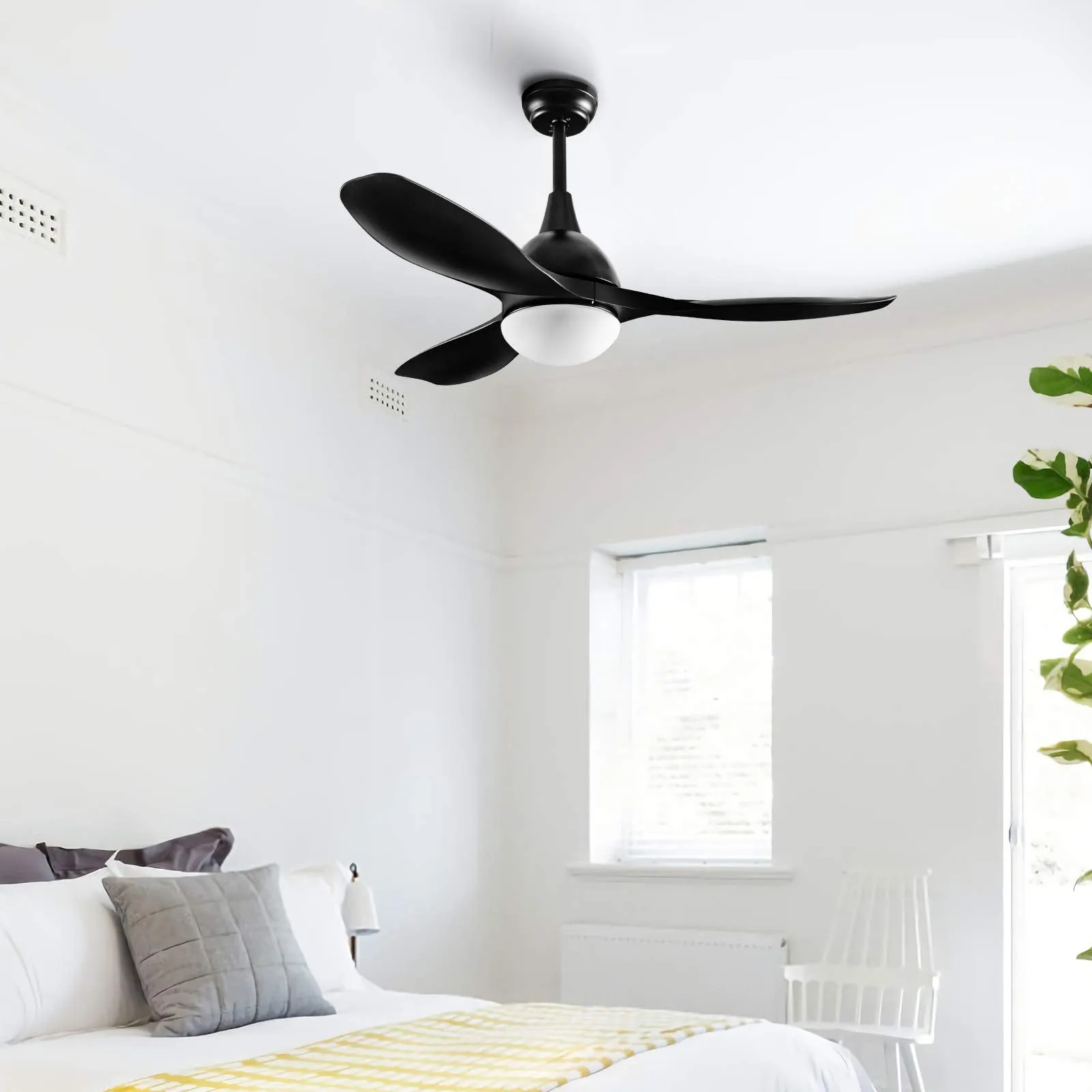 Tangkula Modern Ceiling Fan with Light, Indoor Low Profile LED Ceiling Fan with Remote Control