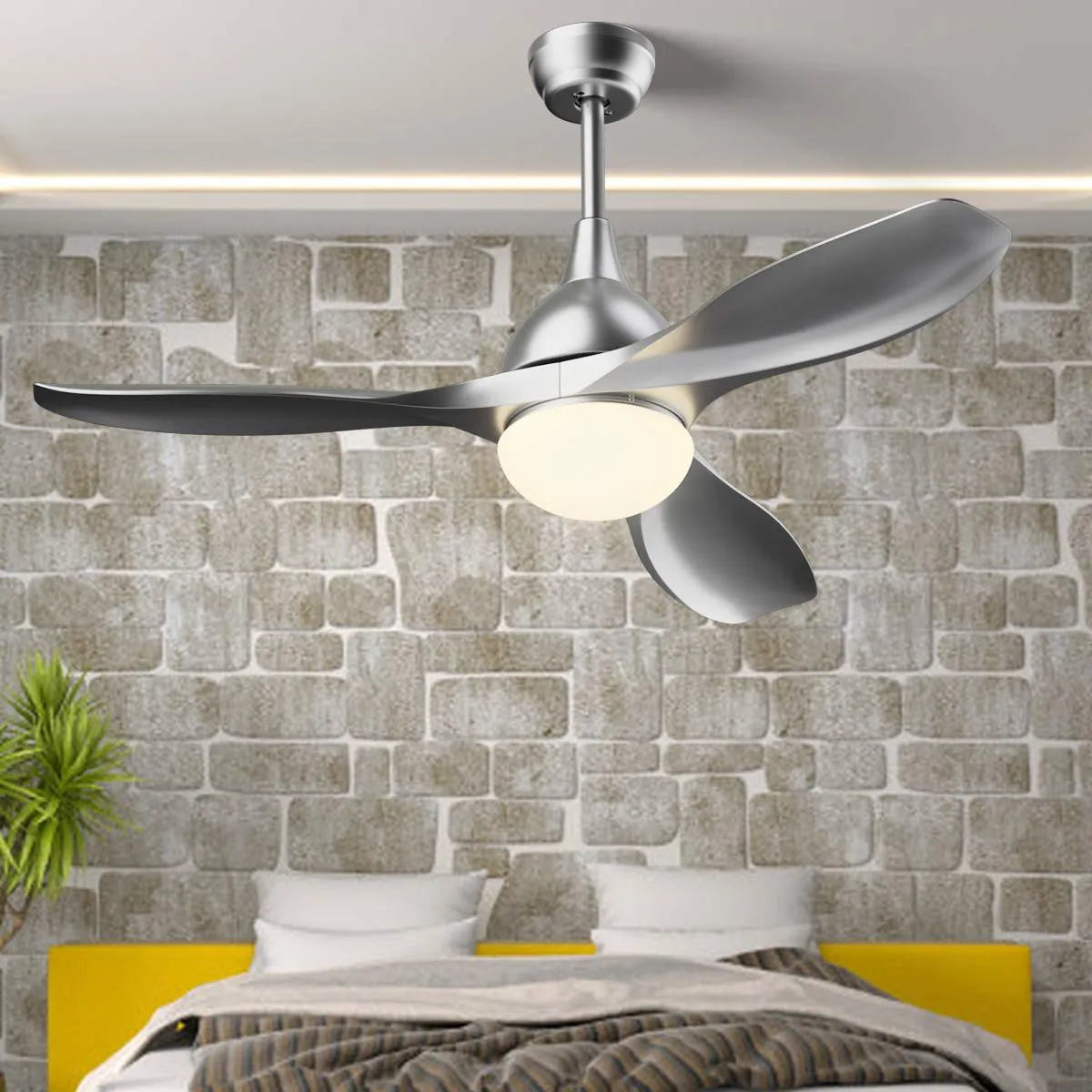 Tangkula Modern Ceiling Fan with Light, Indoor Low Profile LED Ceiling Fan with Remote Control