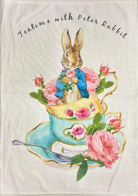 TEA TOWEL TEA TIME WITH PETER RABBIT