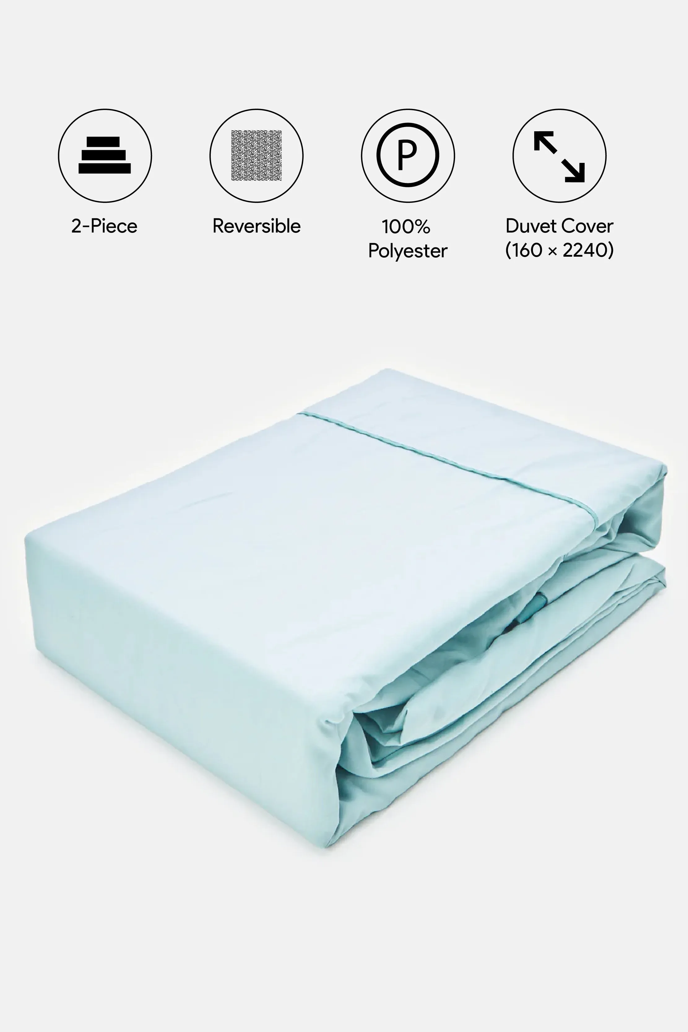 Teal Reversible 2-Piece Duvet Cover Set
 (Single Size)