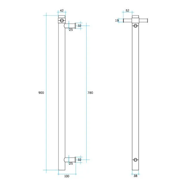 Thermogroup 240V Vertical Single Bar Heated Towel Rail