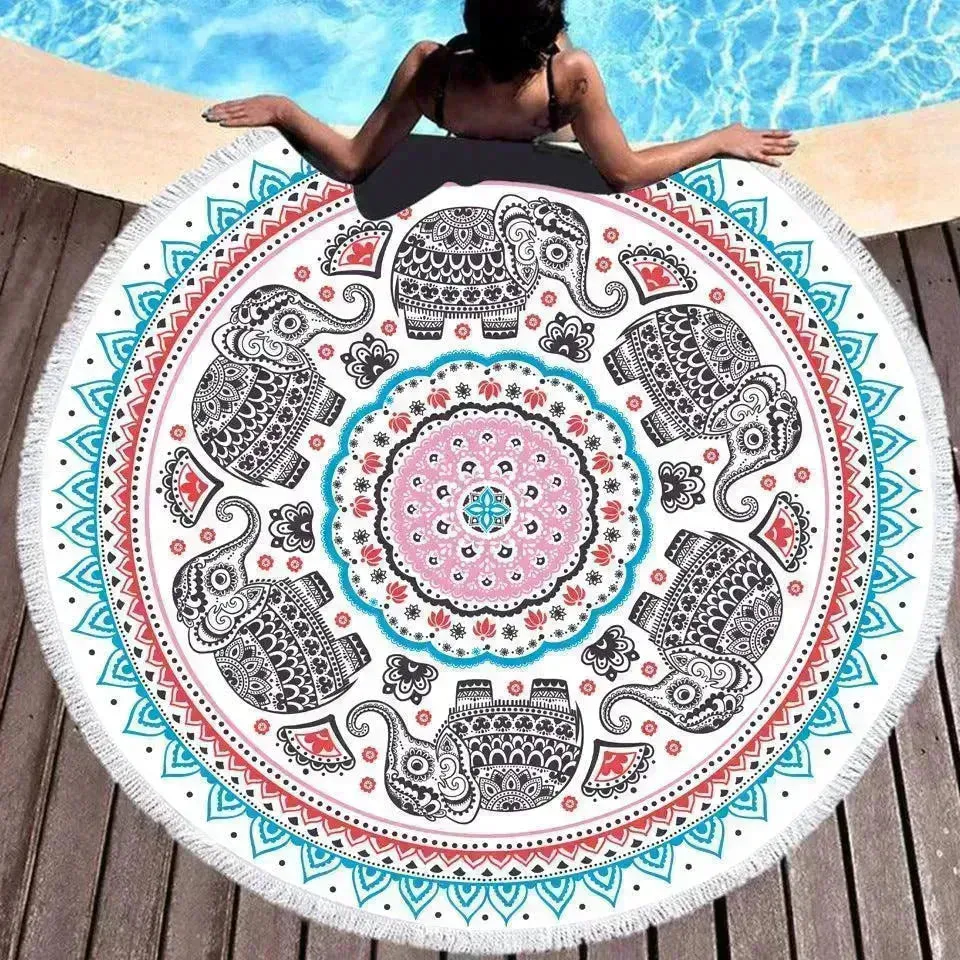 Tie-dye Colorful Digital Printing Microfiber Round Beach Towel