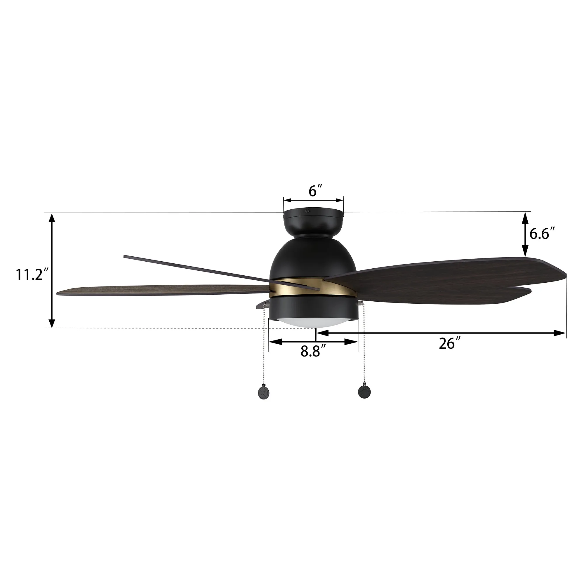 Treyton Flush Mount Ceiling Fan with LED Light and Pull Chain 52 inch