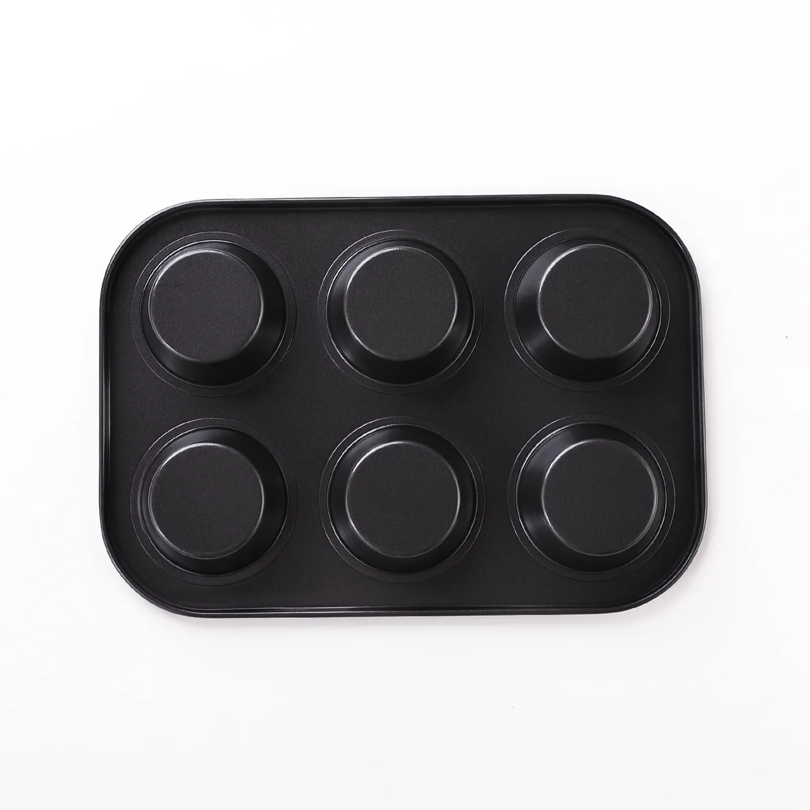 Urbane Home 6 Slots Non-Stick Cup Cake Tray|Cup Cake Mould For Baking|Idol For Muffin, Small Cake (Black)