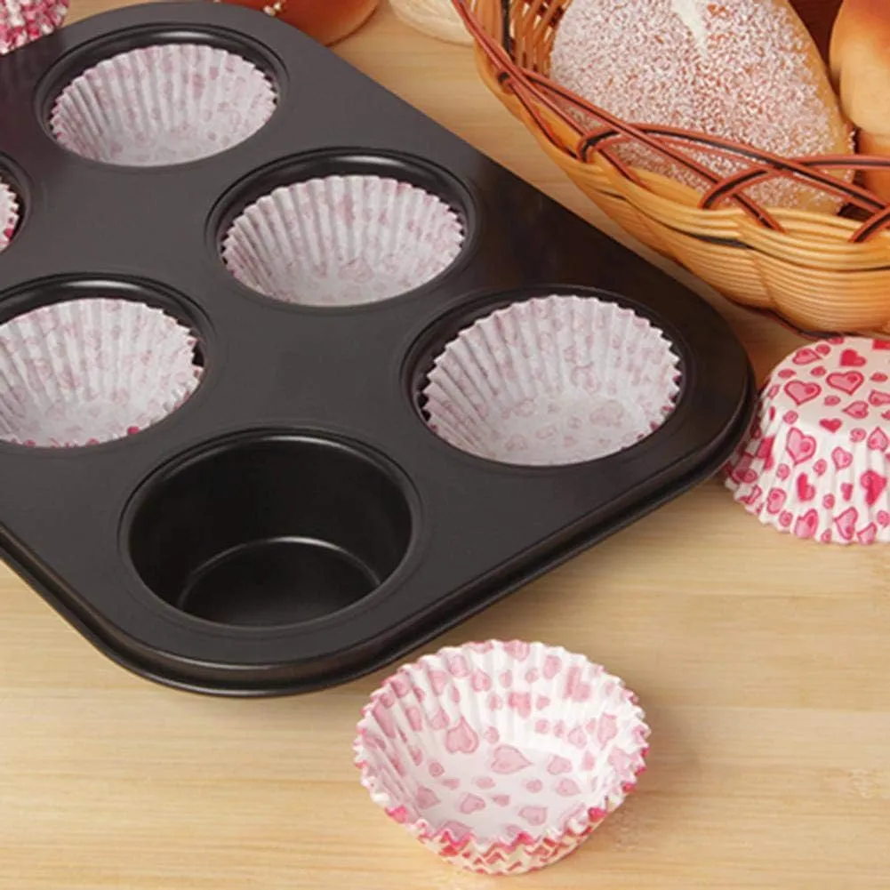 Urbane Home 6 Slots Non-Stick Cup Cake Tray|Cup Cake Mould For Baking|Idol For Muffin, Small Cake (Black)