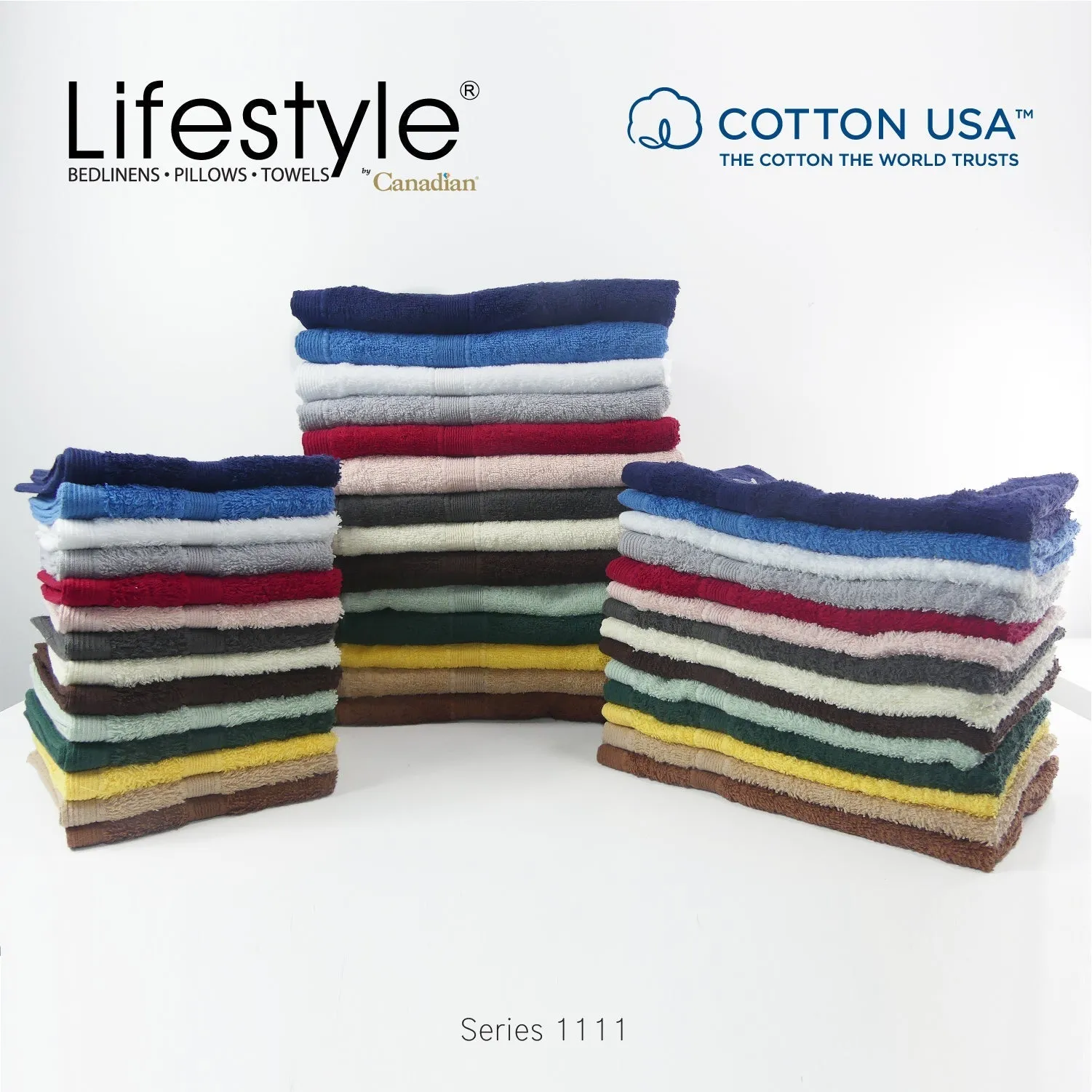 USA COTTON TOWEL  4pc. Face Towel 12'x12' Lifestyle by Canadian 1111