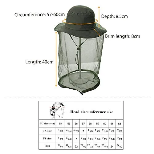 UV50 Protection Waterproof Fishing Hat With Mosquito Net for Hiking Camping