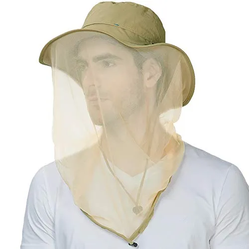 UV50 Protection Waterproof Fishing Hat With Mosquito Net for Hiking Camping