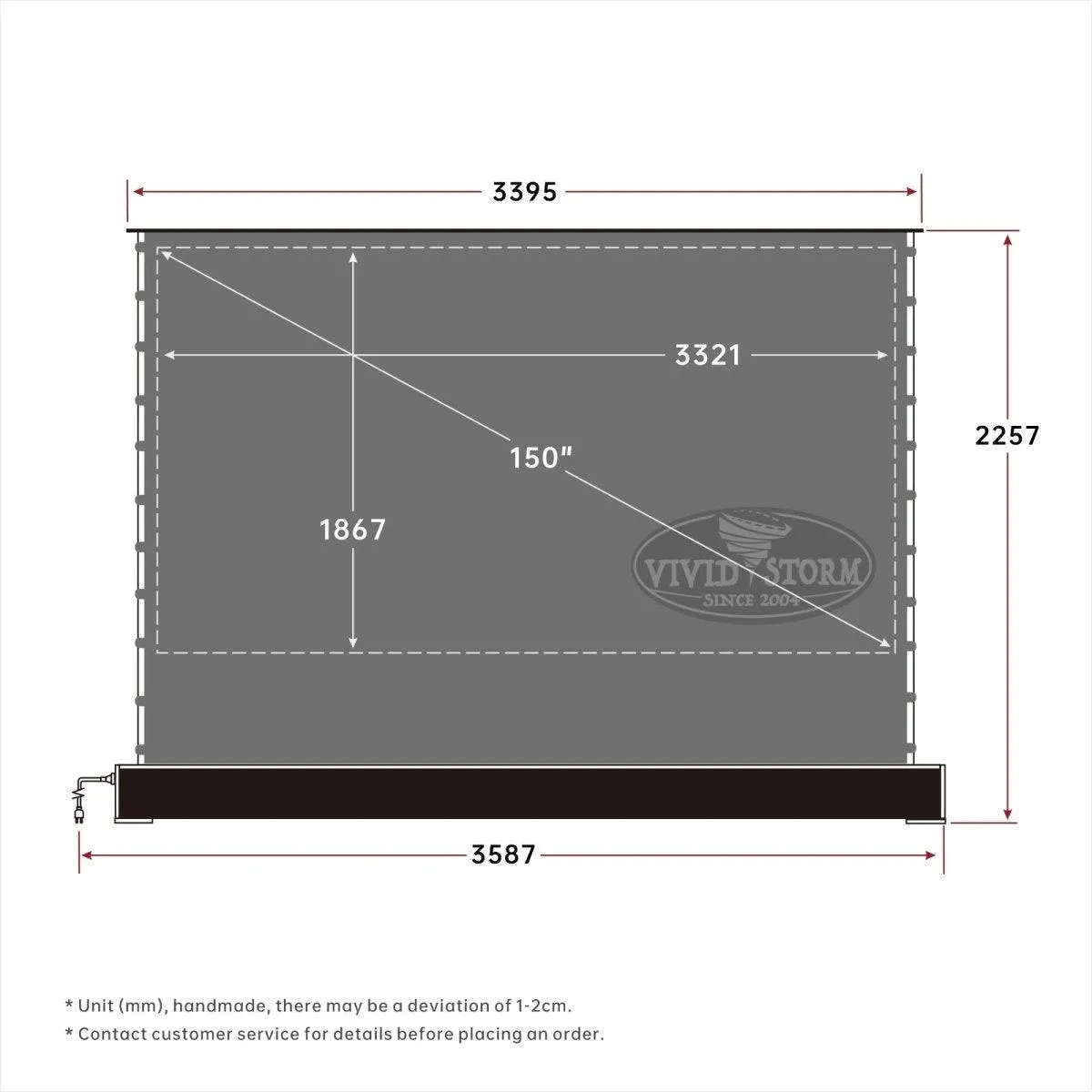 VIVIDSTORM S ALR Motorized Tension Floor Rising Obsidian Long Throw ALR Projector screen