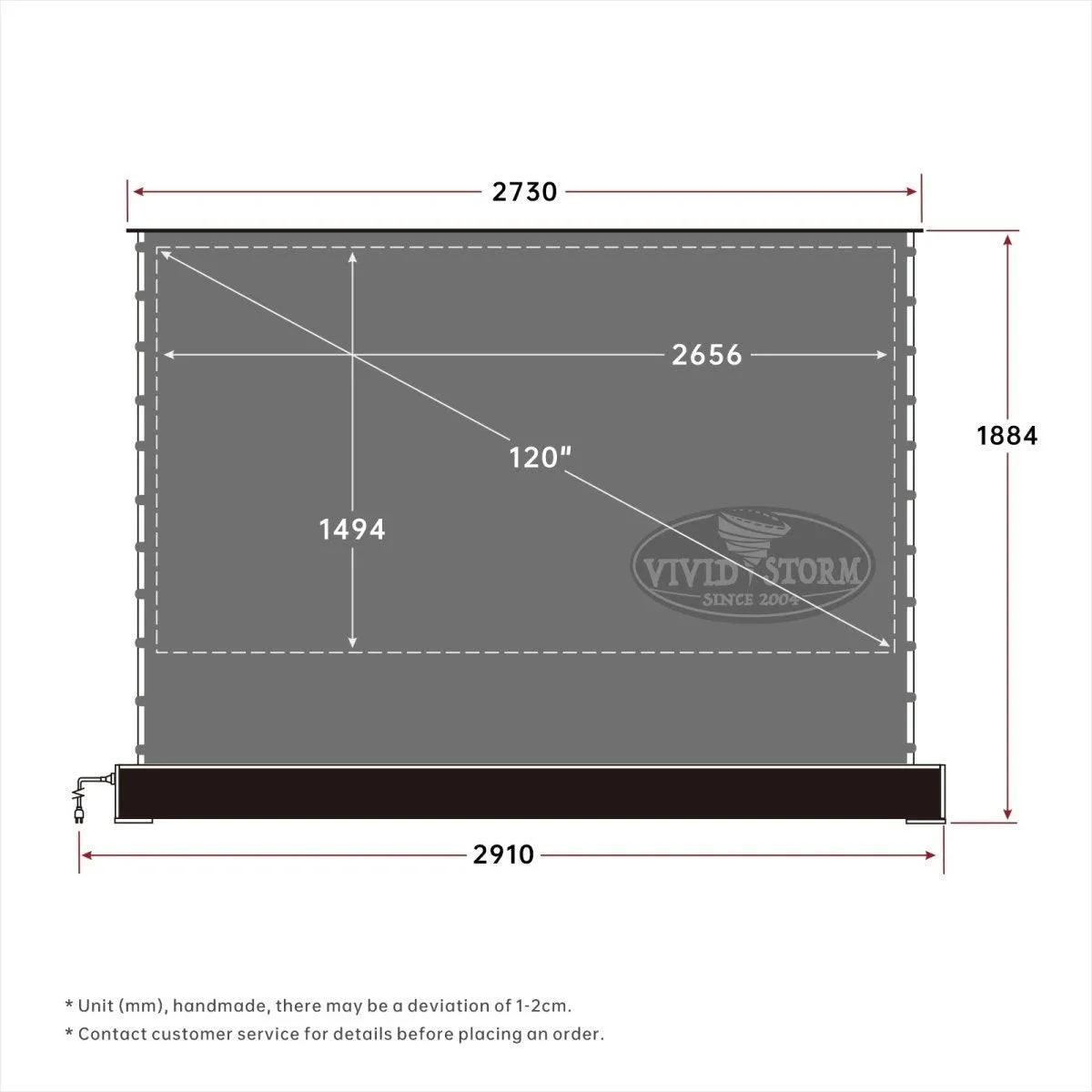 VIVIDSTORM S ALR Motorized Tension Floor Rising Obsidian Long Throw ALR Projector screen