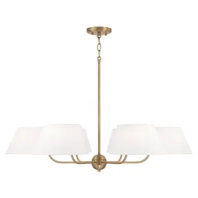 WELSLEY 6-LIGHT CHANDELIER, AGED BRASS