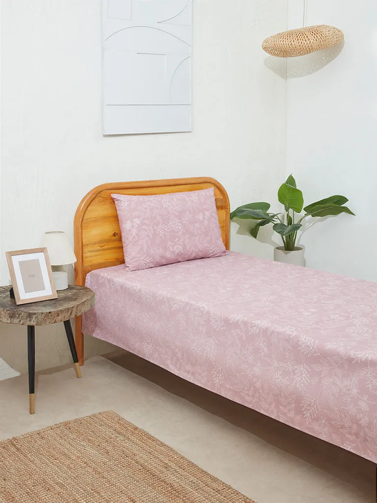 Westside Home Dusty Pink Single Bed Flat Sheet and Pillowcase Set