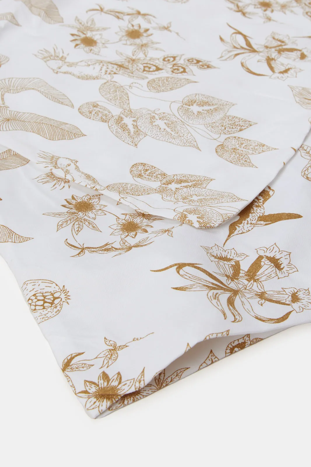 White Floral Printed Flat Sheet (Single Size)