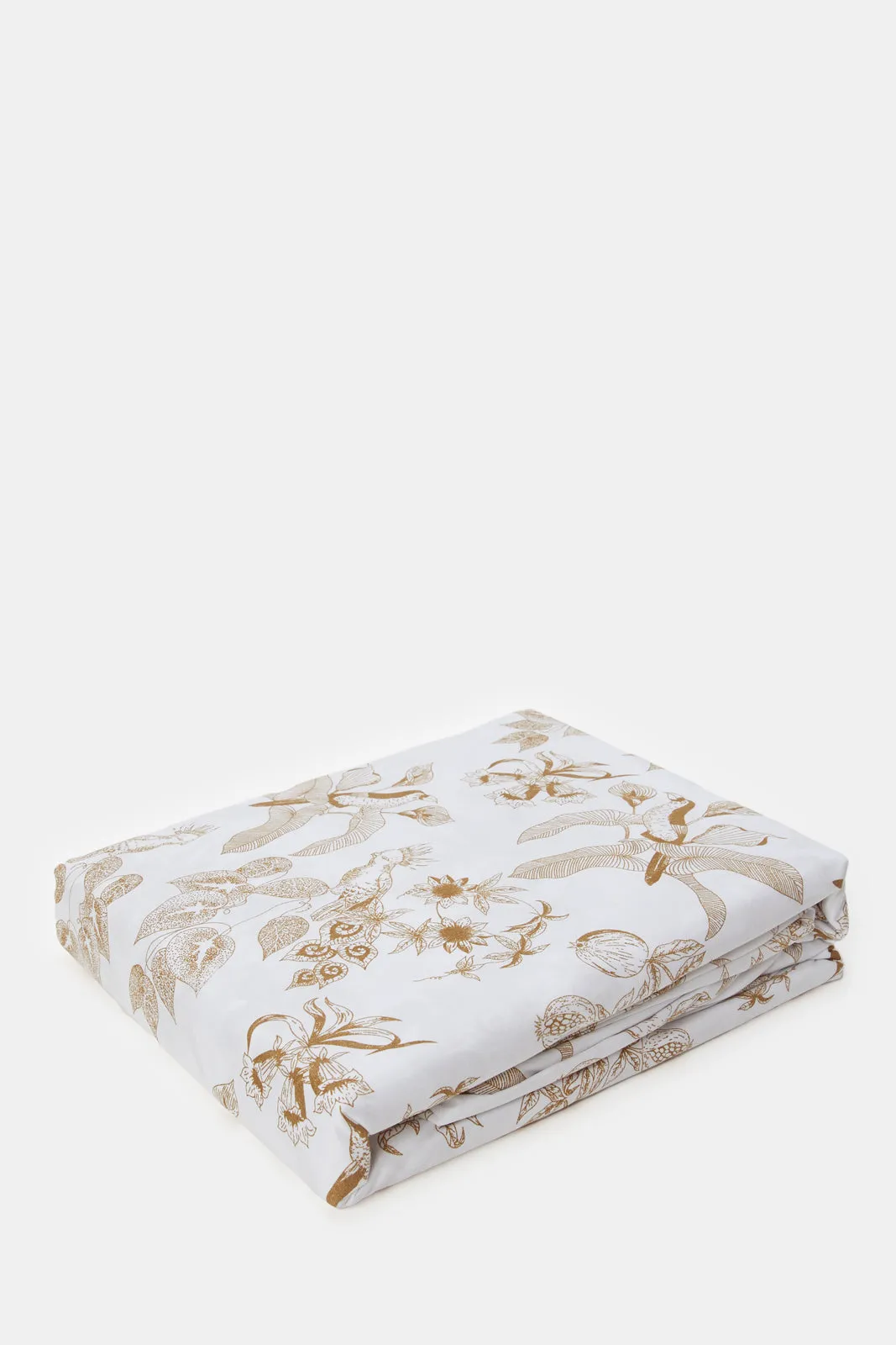 White Floral Printed Flat Sheet (Single Size)