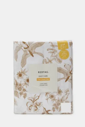 White Floral Printed Flat Sheet (Single Size)