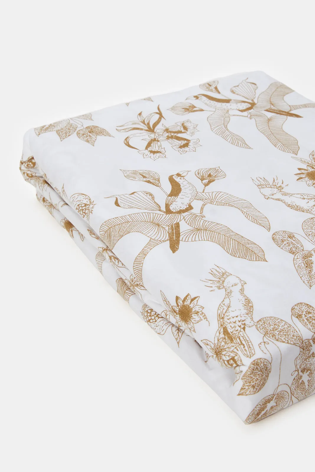 White Floral Printed Flat Sheet (Single Size)