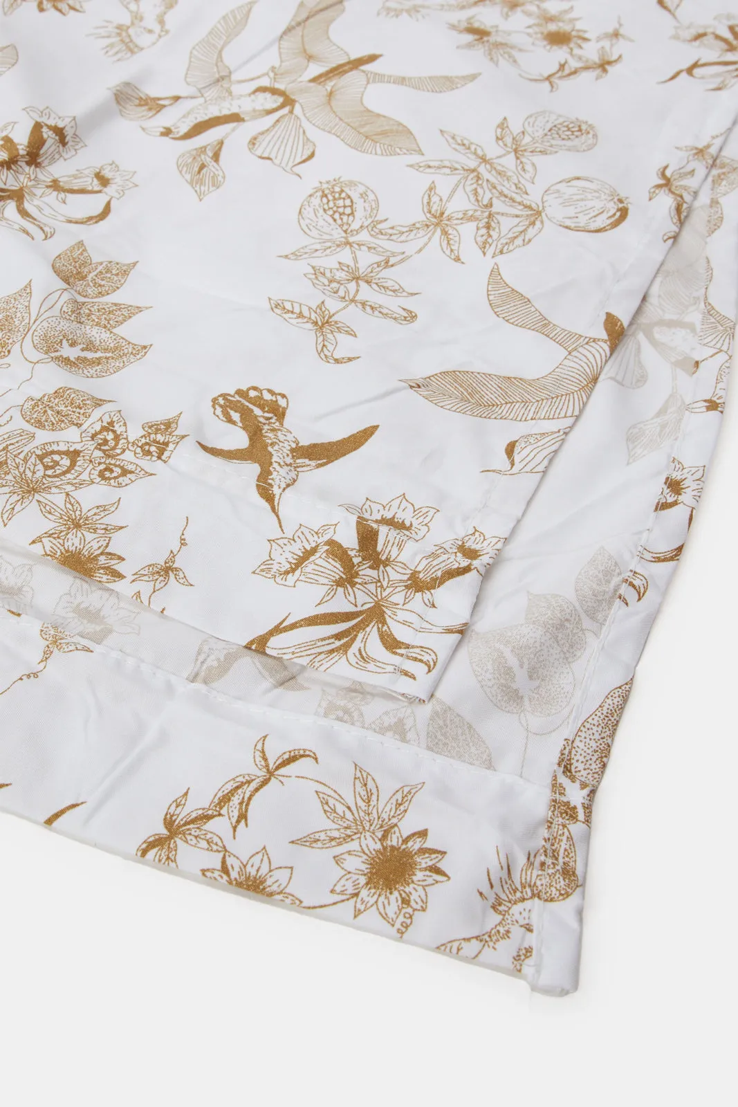 White Floral Printed Flat Sheet (Single Size)