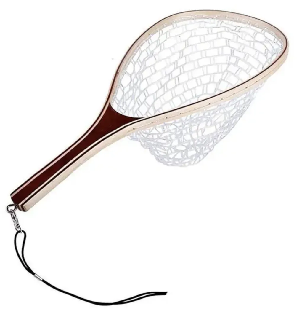 Wooden Handle Trout Scoop Rubber Net