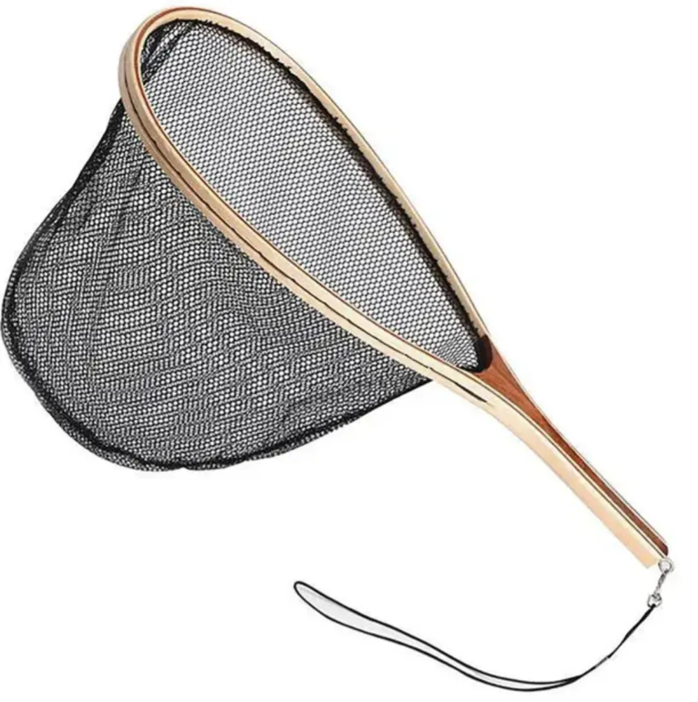 Wooden Handle Trout Scoop Rubber Net