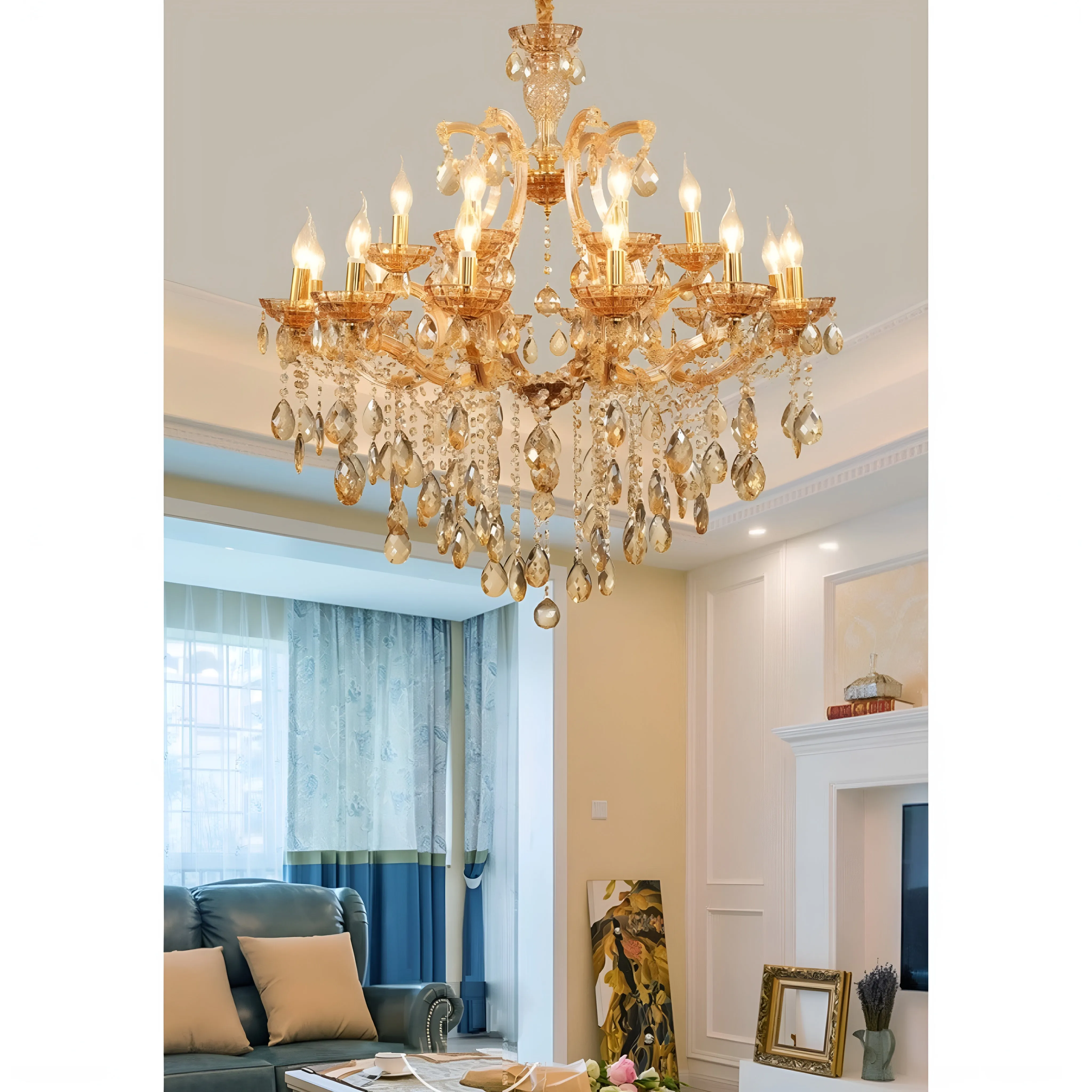 Zenevredo | European-Style Retro Crystal Candle Shape Chandelier