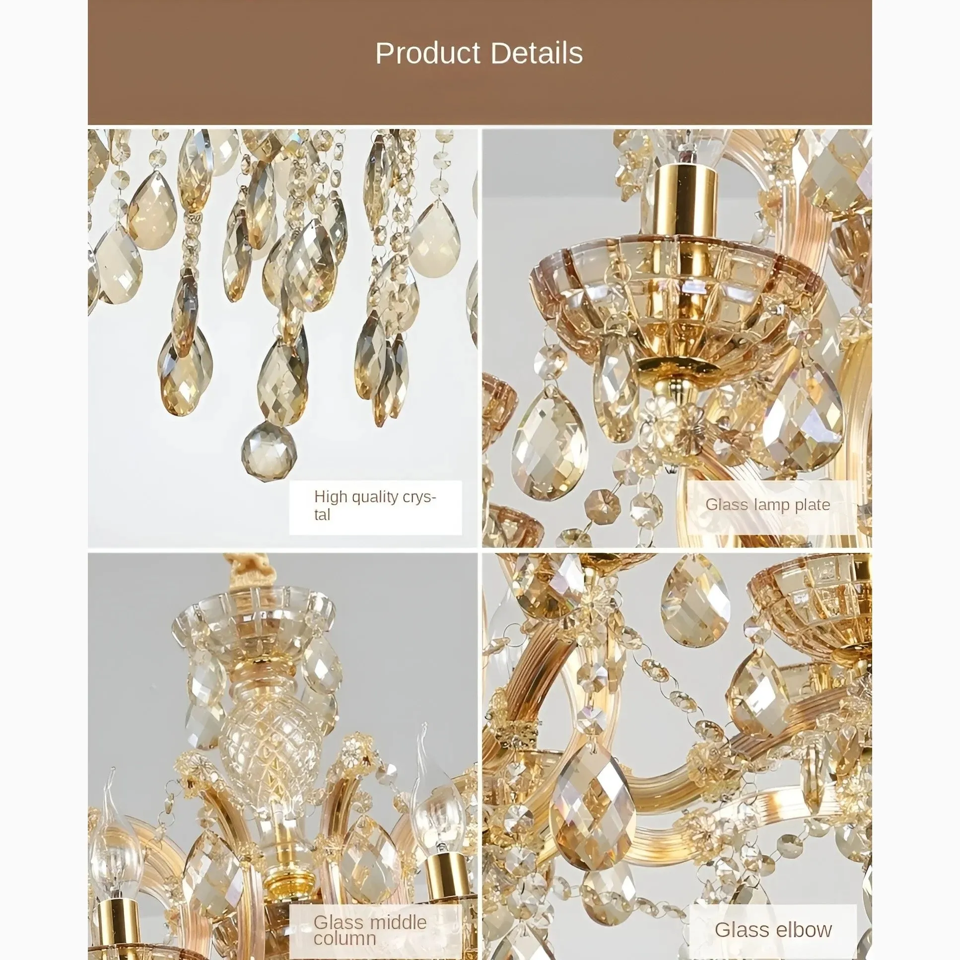 Zenevredo | European-Style Retro Crystal Candle Shape Chandelier